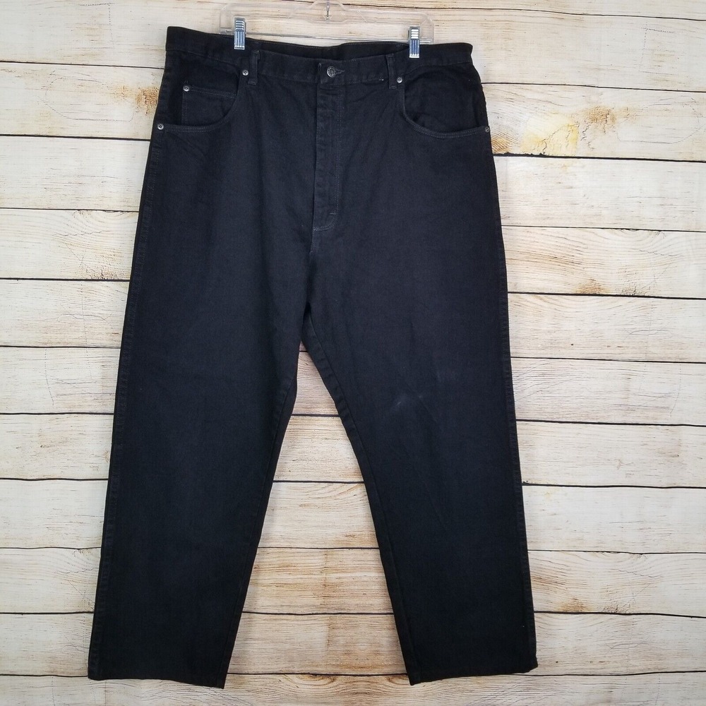 Wrangler Jeans Mens Size 42 x 30 Black Denim Straight Leg 5 Pocket Ranch Work